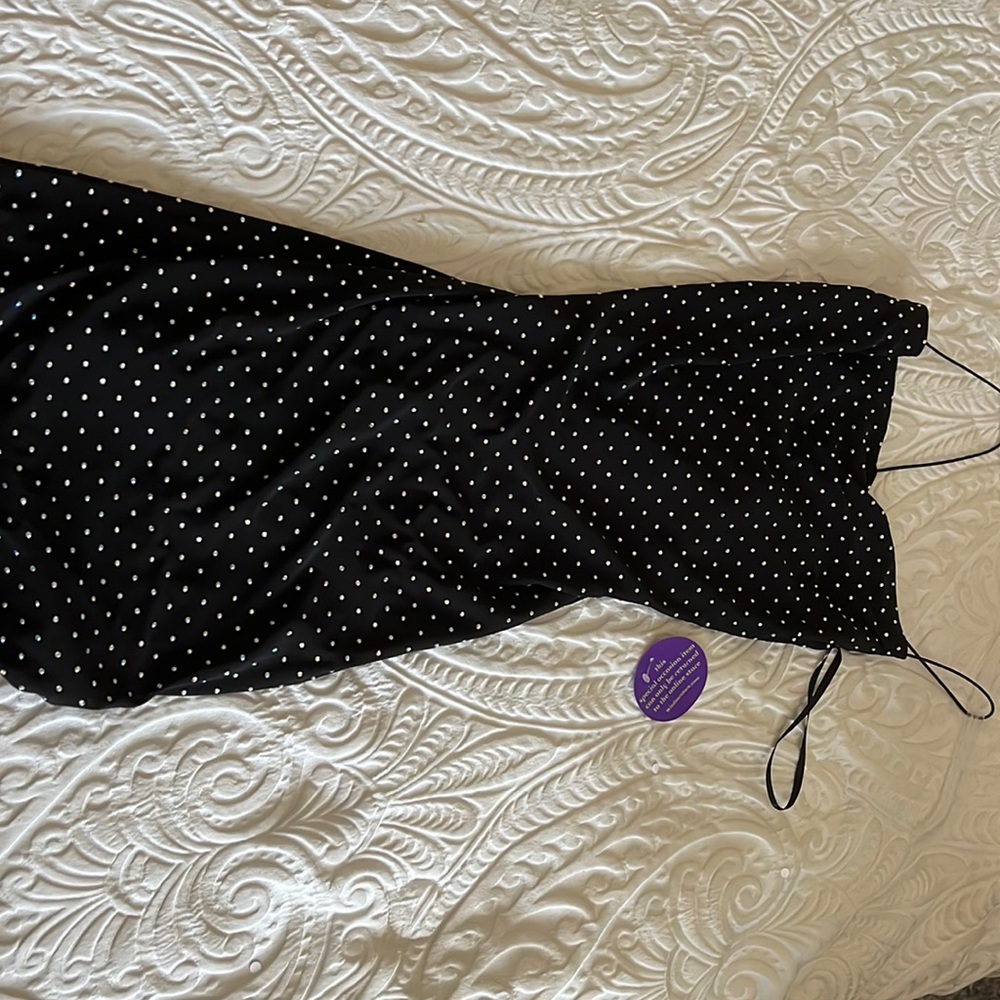 COWL NECK CRISS CROSS SPARKLE DRESS